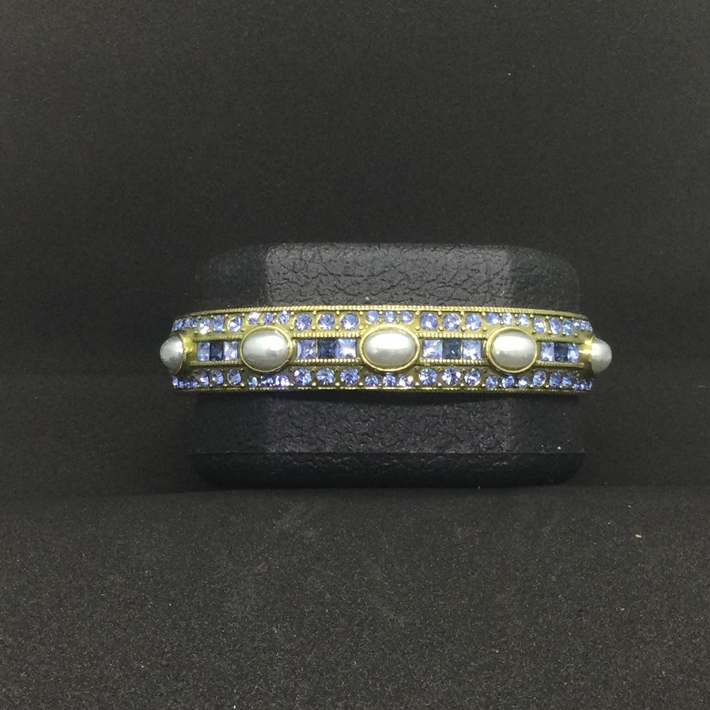 NEW Heidi Daus Grey Pearl & Crystal Cuff Bracelet